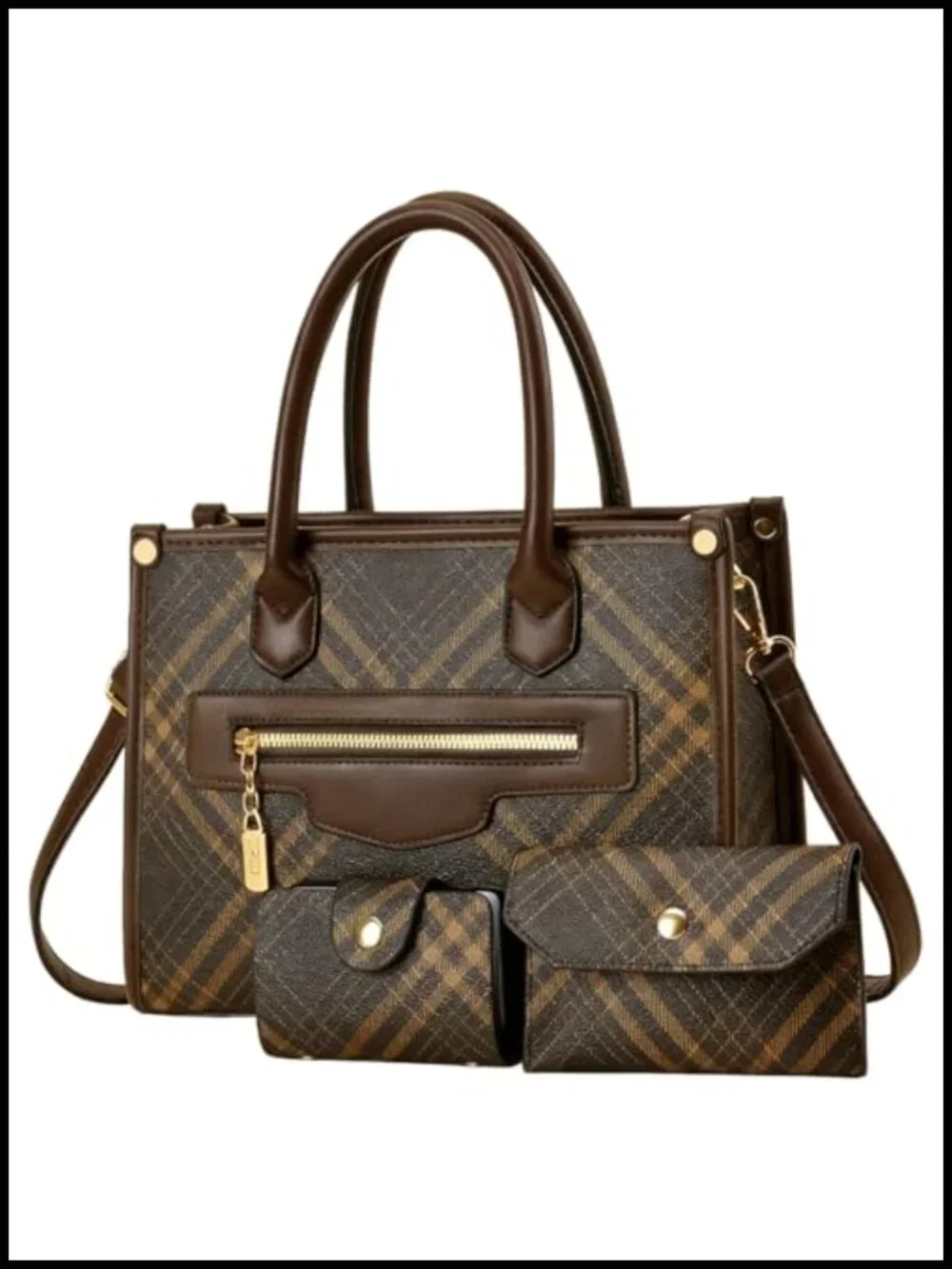 3-Piece Women's PU Leather Tote Set with Wallet & Cardholder